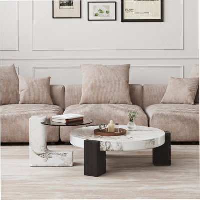 Table basse blanche avec table d'appoint blanche