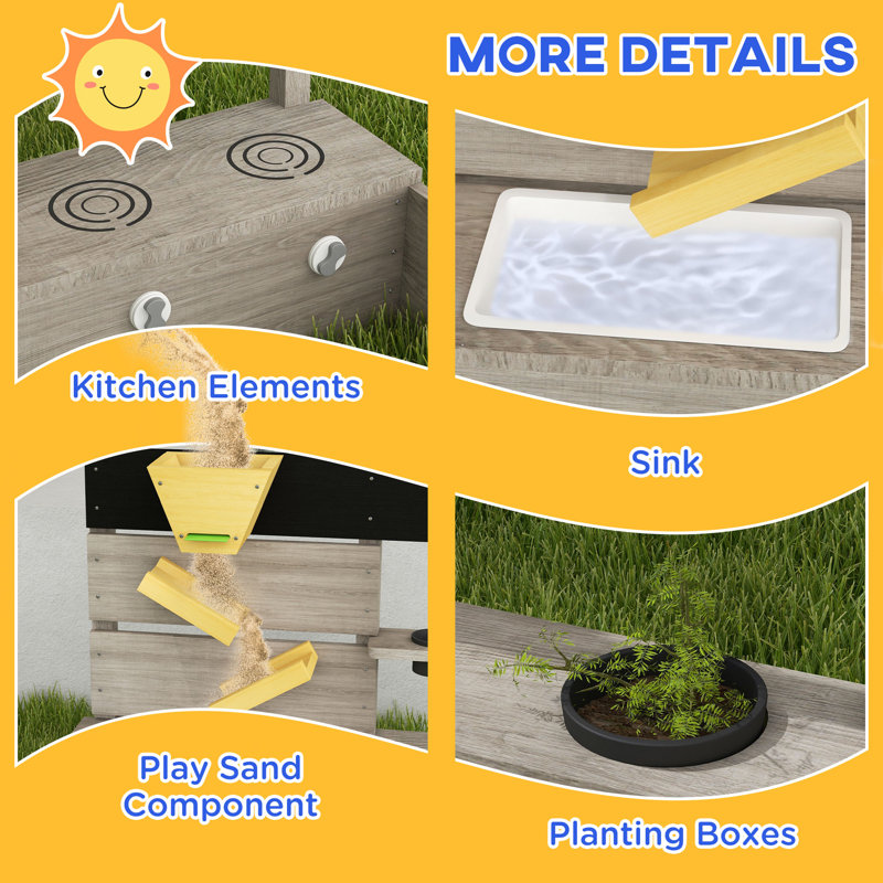 Outsunny 31.5'' x 23.6'' Solid Wood Rectangle Sandbox