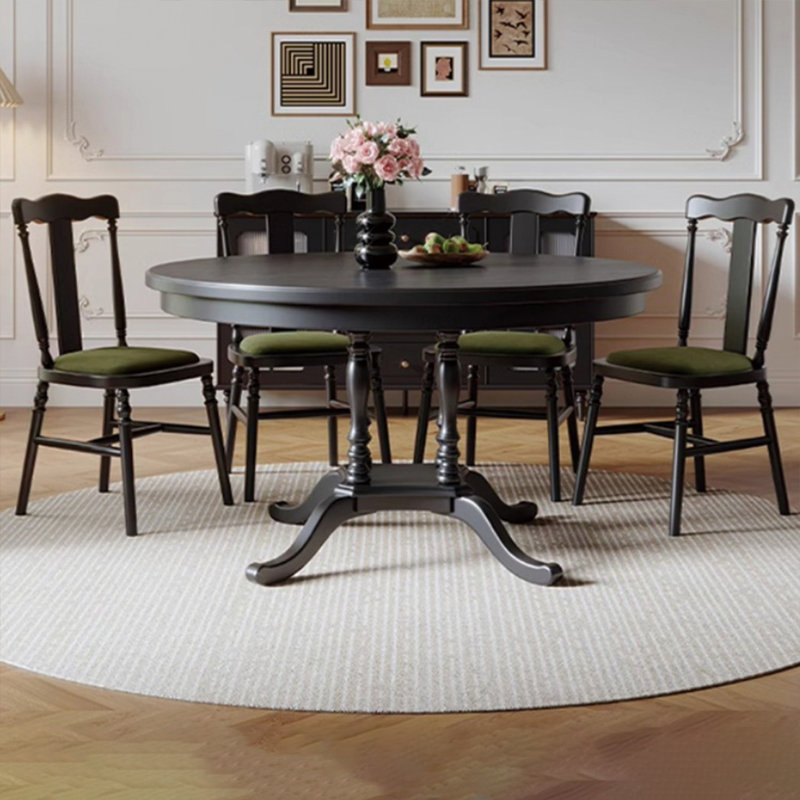 French elegant solid wood round table set