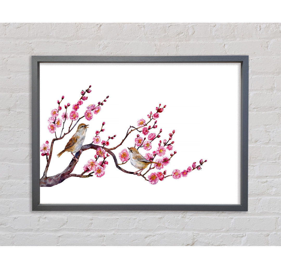 Cherry Tree Love Birds - Einzelbildrahmen Kunstdrucke auf Leinwand