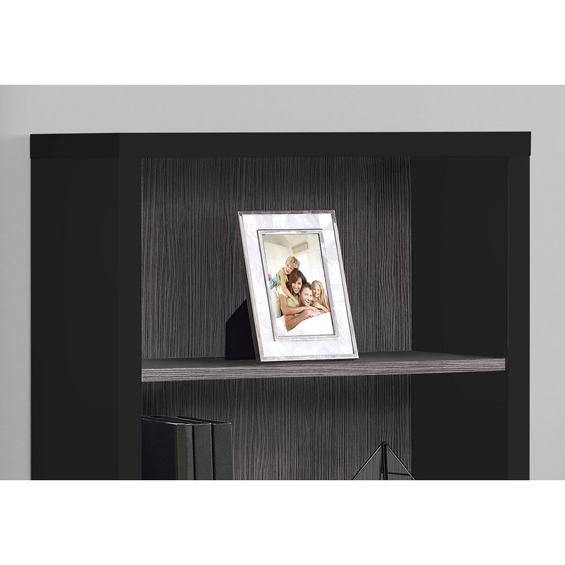 Bibliothèque, bibliothèque, étagère, 5 niveaux, H 48 po, bureau, chambre à coucher et stratifié, contemporain, moderne, Noir