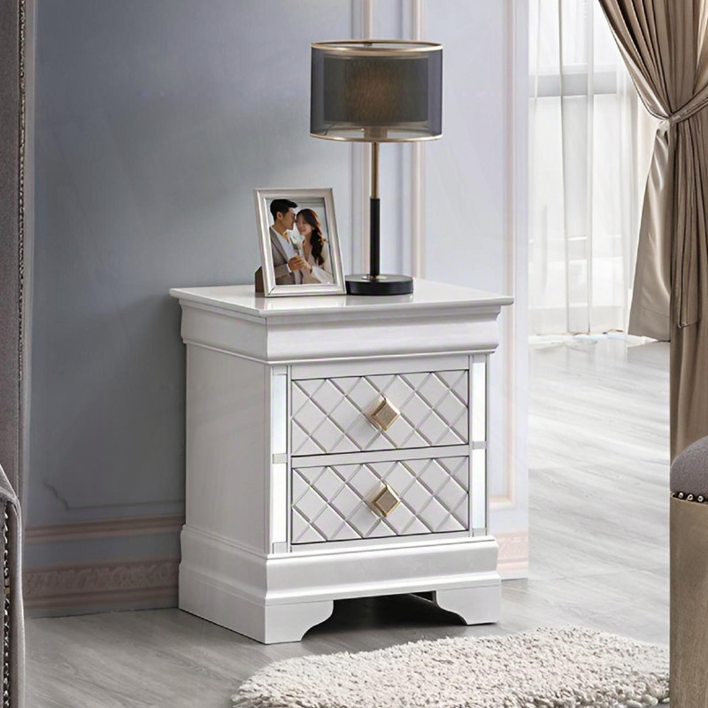 Table de chevet blanc perle