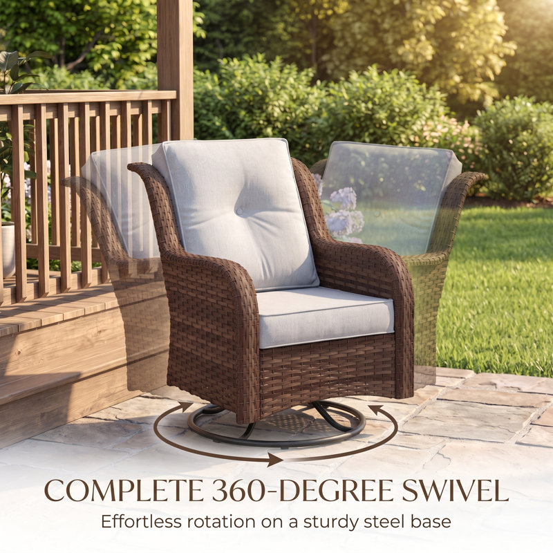 Swivel Patio Club Chair with Cushions , Gray