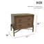 Table de chevet moderne 30 po à 2 tiroirs avec base en métal et ports USB, plateau en feutre et tiroir en cèdre, placages en orme