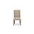5-piece Dining Table Set consists of a mid century table and 4 Light Tan Linen Fabric dinner chairs with Padded Back - Antique Walnut