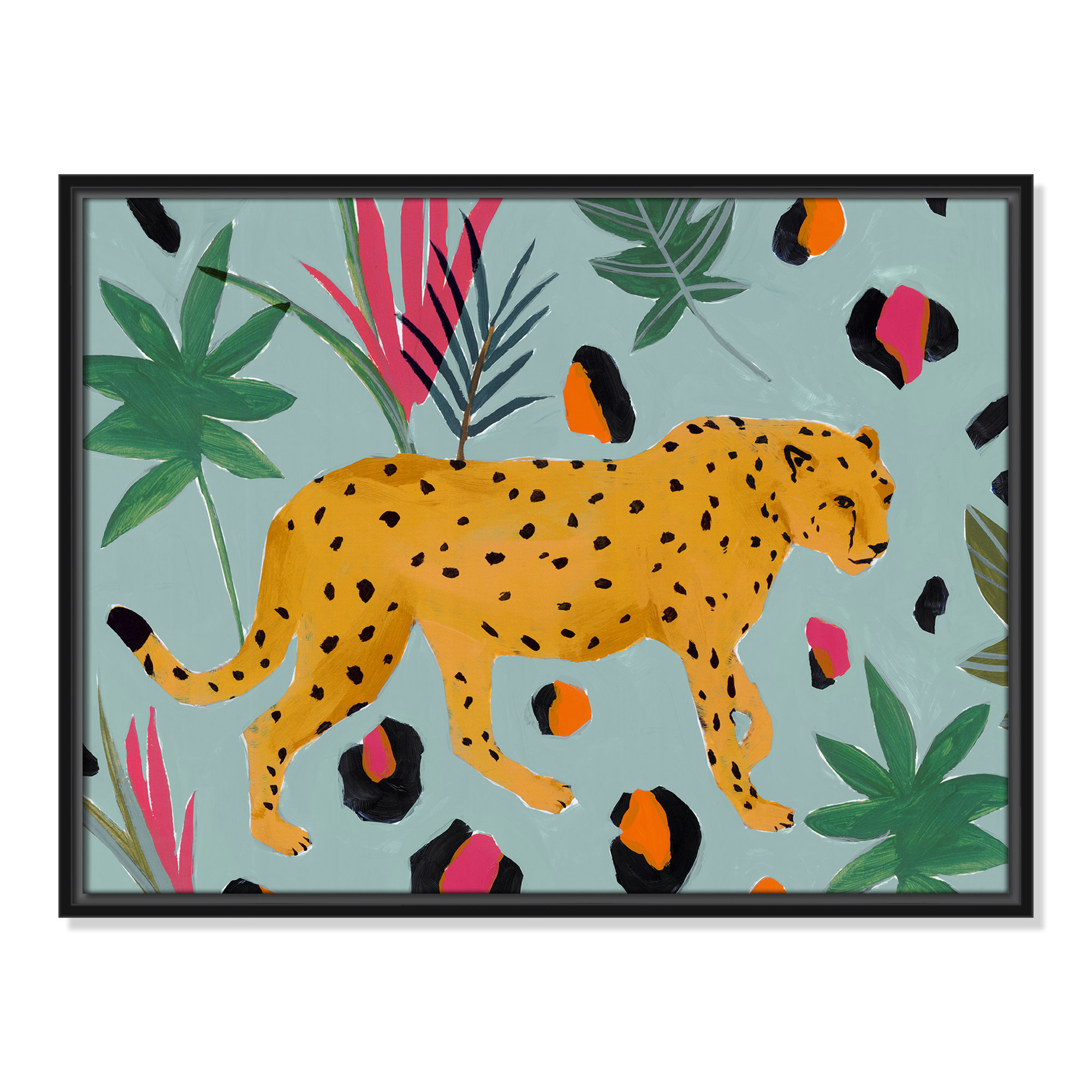 Walking Cheetah II by Isabelle Z - Painting Print, 19.5" H x 25.5" W x 2" D, Black Framed Canvas