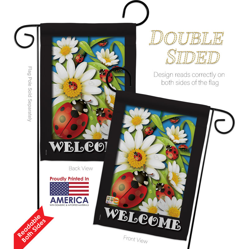Ensemble de drapeaux en polyester 18,5 po x 13 po Ladybug Heaven Garden Friends, polyester