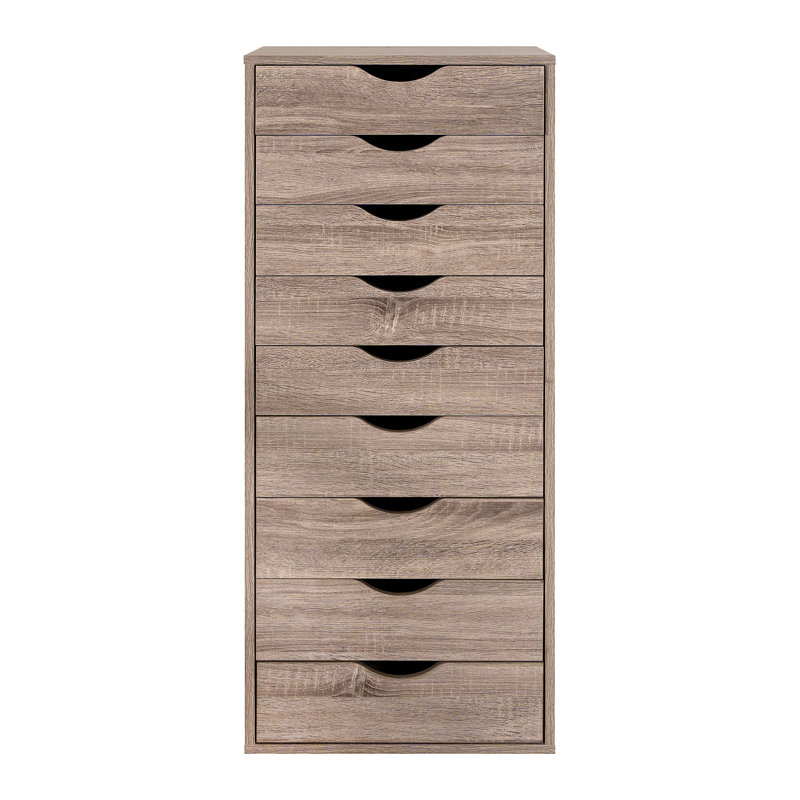 Tall Narrow 9-Drawer File Cabinet for Office Organization, 13.8" Wide Vertical Storage Tower with Smooth Glide Drawers, Strong Capacity for Documents & Supplies, Modern Space-Saving Design