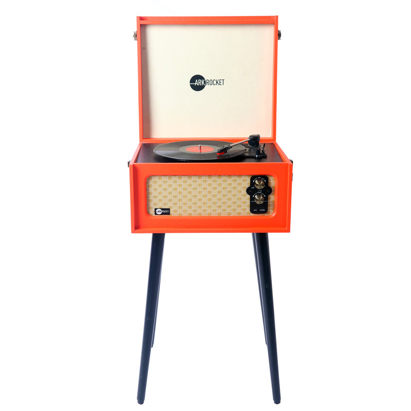 Arkrocket Discovery Bluetooth Record Player Stand with 3-Speed Turntable, Orange