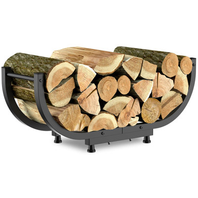 Support de rangement pour bois de chauffage extérieur, 29 po, support à bûches pour le bois de chauffage, noir