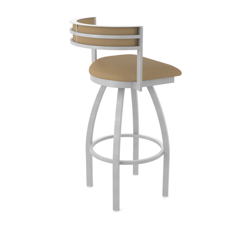 Tabouret Artémis, Tabouret de bar (siège d'une hauteur de 30 po), Nickel anodisé, Vinyle - sable Canter