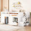 Lit mezzanine bas en bois massif avec escaliers, tiroirs et tablettes-129345095