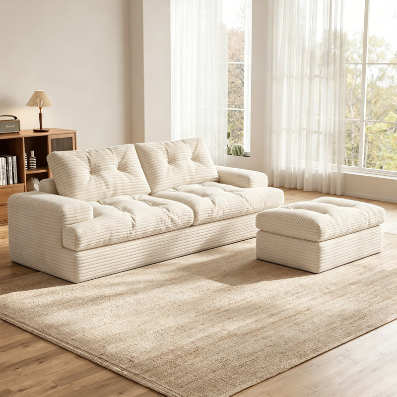Boneless 85" Sectional Couches For Living Room Modern Modular L-Shape Cloud Sofa Compression-Boneless Deep Seat Couch With Chaise