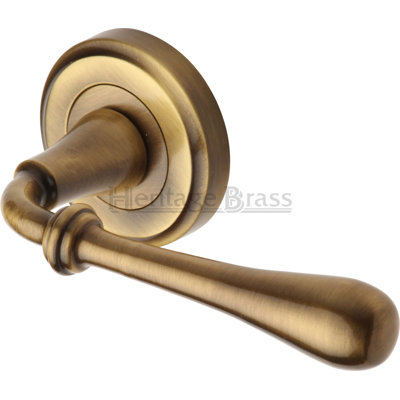 Heritage Brass Heritage Door Handle Lever Latch on Round Rose Roma Design