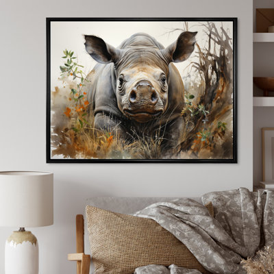 Rhinocéros africain dans un habitat naturel sur toile