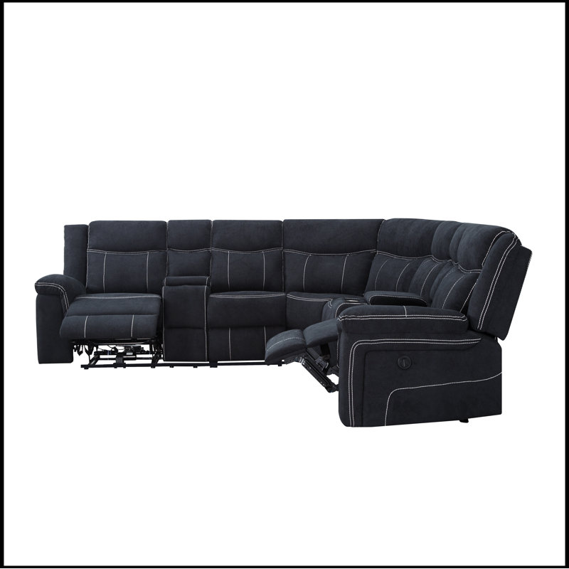 Canapé modulaire inclinable électrique 107,5 po (W223S00578), Mélange de polyester noir
