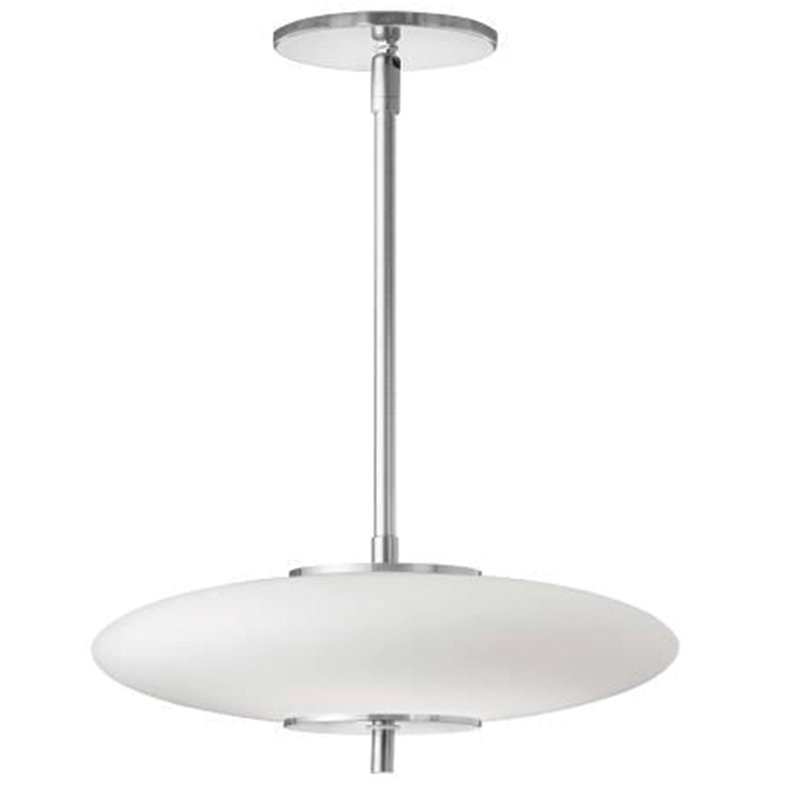 Luminaire suspendu simple à 1 lumière Kotz, Chrome poli / blanc opale