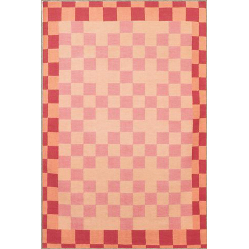 Multicolor Checkered and Pastel Painted Pattern Decorative Rug, Rectangle 4'11.06" x 7'6.55"