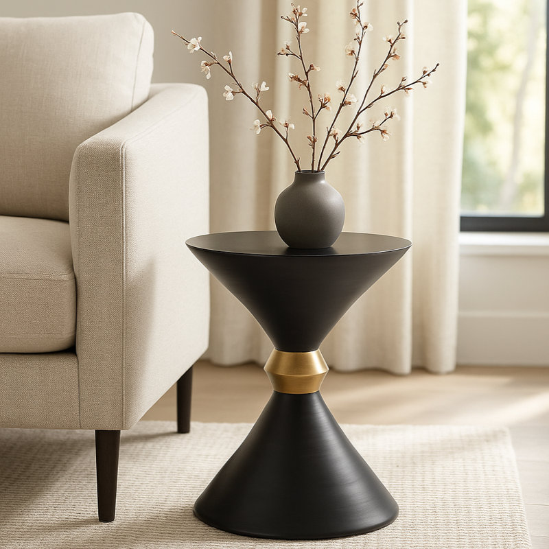 Dareau Handcrafted Modern Black Iron Top End Table