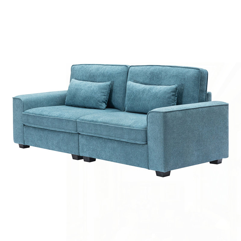 Canapé élégant avec accoudoirs et coussins moelleux, Bleu