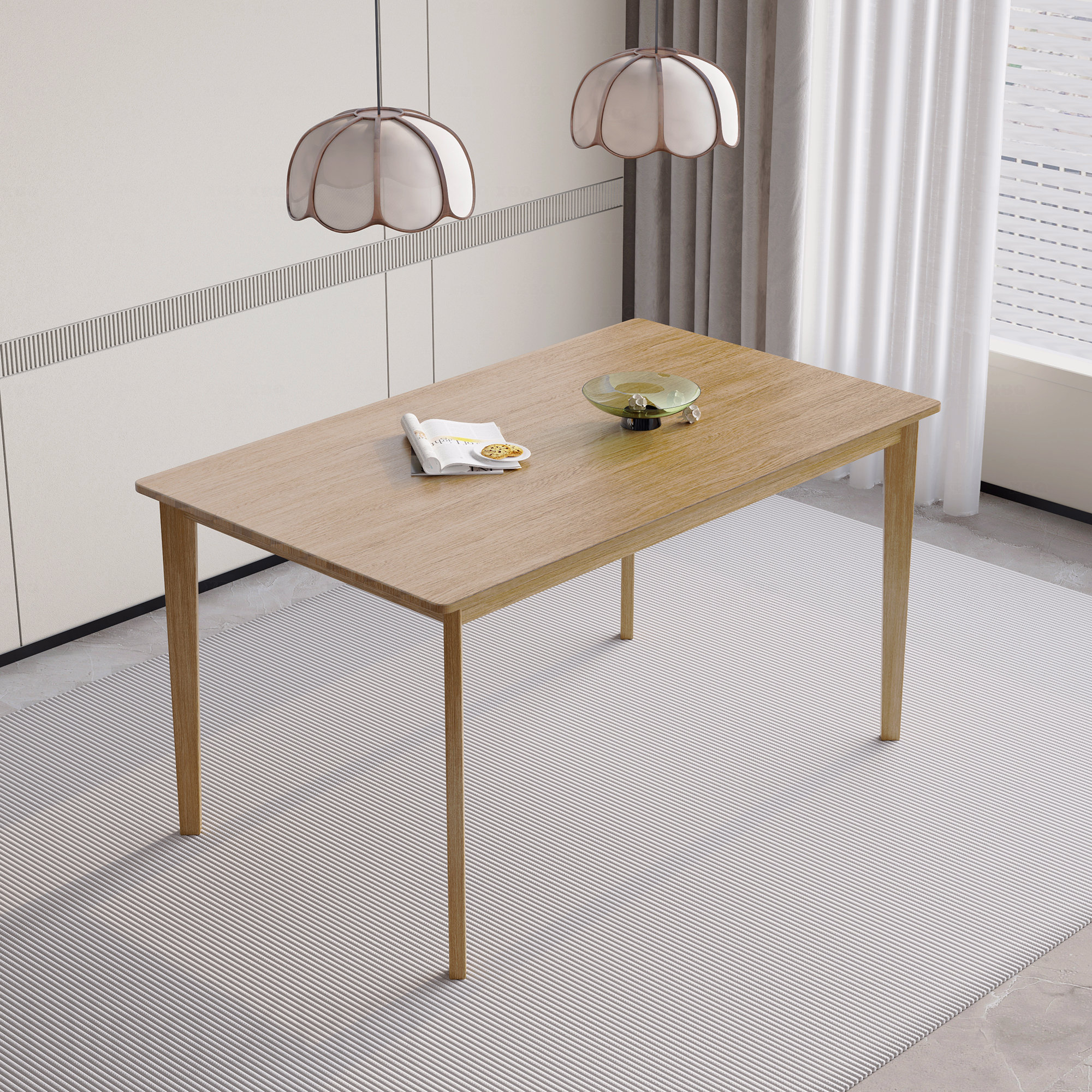 Scandi Rectangle Small Table East Urban Home Rectangular Dining Table Scandinavian Simple Wind Multi ...