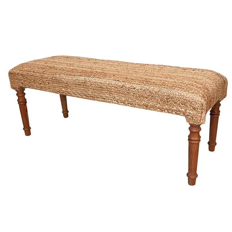 Braided Jute Bench With Wooden Legs