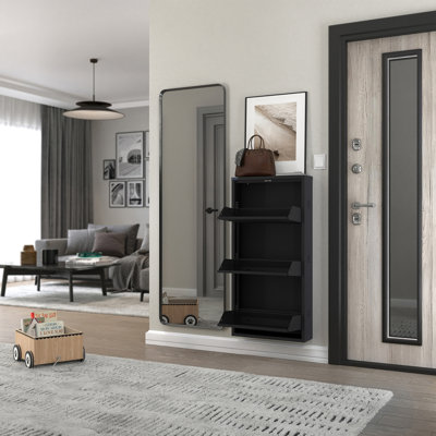 Antibacterial 3 Tier Metal Shoe Cabinet Side Holes