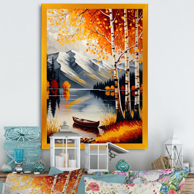 " Red And Orange Birch Trees By The Lake VIII "