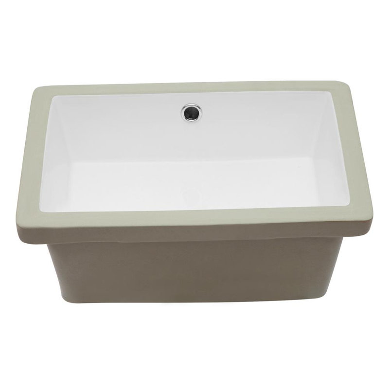21"L x 14"W White Ceramic Rectangular Undermount Bathroom Sink with Overflow, 20" L x 14" W, White