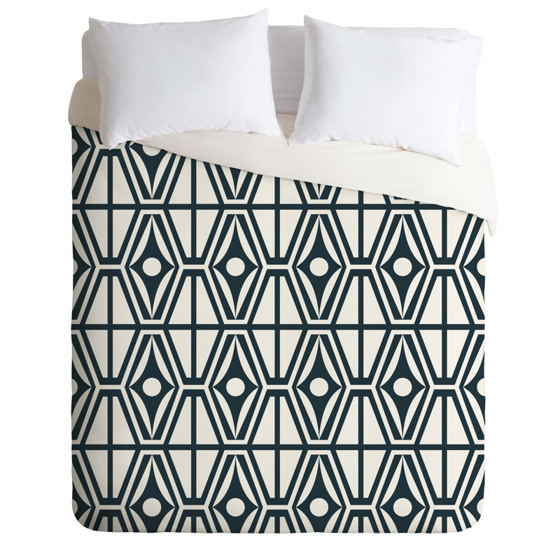 Heather Dutton Polyester Geometric Shapes Duvet Cover, Queen Duvet Cover + 2 Standard Shams