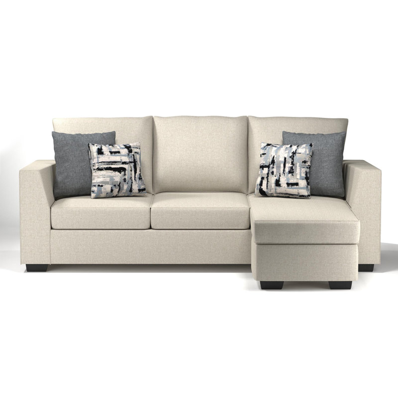 Ablie Upholstered L-Shaped Sectional Right Hand Facing, Tan Polyester Blend