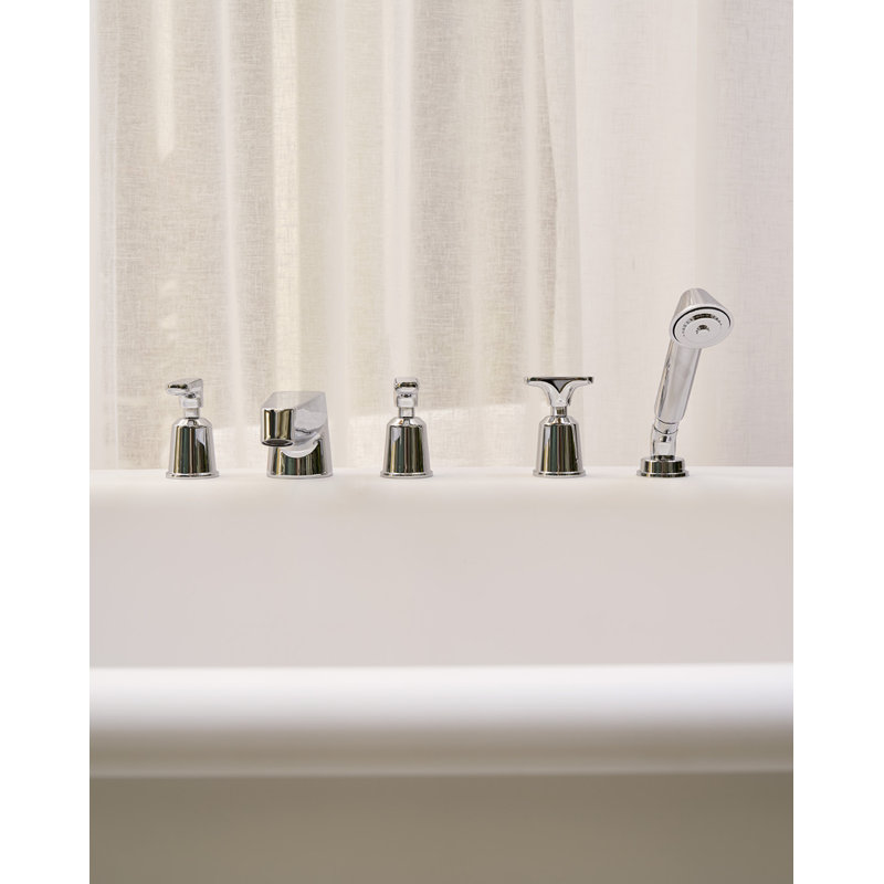 Twenties 5-hole Bathtub Mixer with Diverter and Hand Shower, Matt Black