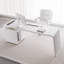 Bureau rectangulaire en bois manufacturé blanc + cuir avec 3 tiroirs-109306616