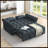 Loveseats Sofa Bed With Pull-Out Bed,Adjsutable Back-DARK GREY