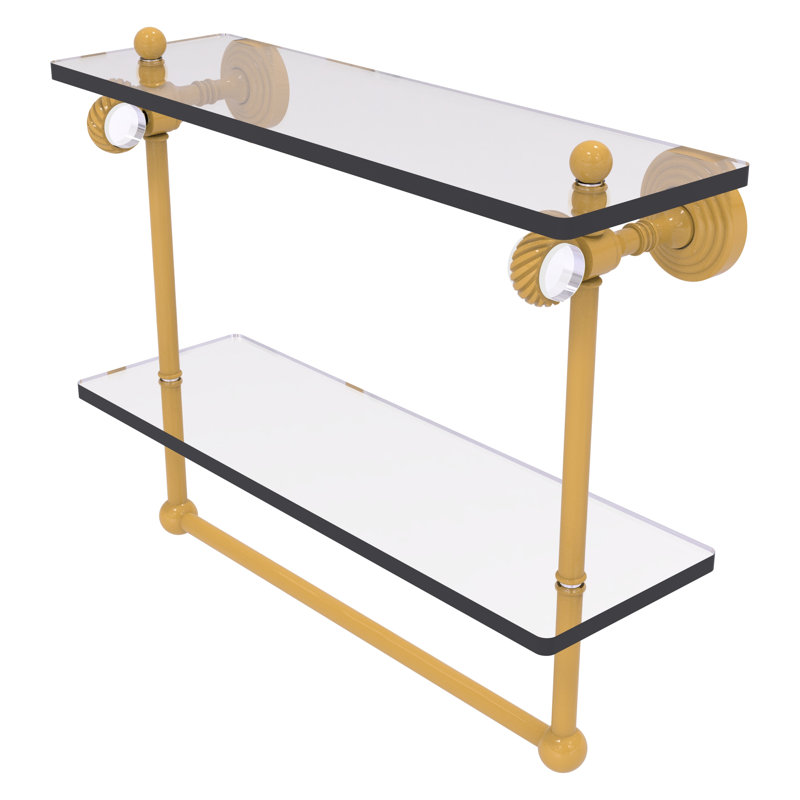 Étagère murale double en verre Jarrell, H 13 po x l 16 po x p 5,12 po, Pink