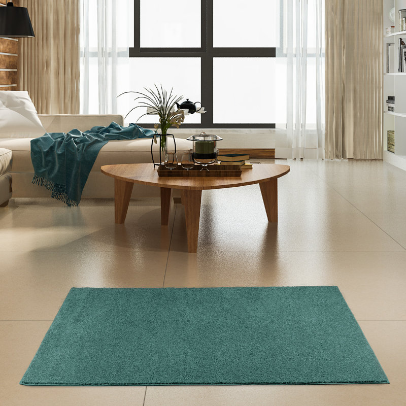 Modern Plush Pet and Kids Friendly Solid Color Area Rugs, Stain & Fade Resistance, Bedroom, Playroom and Kidsroom, Event, Wedding, Perfect for Living Room, Dining Room, Teal Melancon Rug