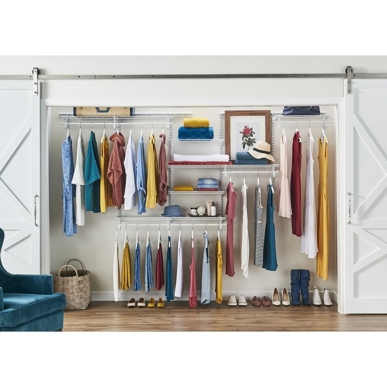 12 ft. Closet Organizer Kit - 2 Closet Shelves and Rods with 1 End Bracket