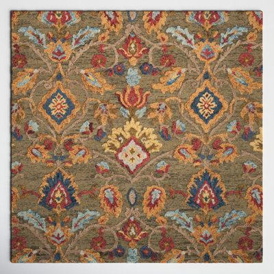 Tansy Handmade Wool Green / Multi Rug
