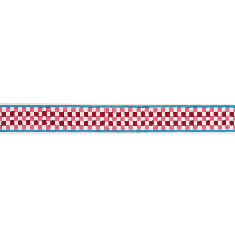 Schumacher X Molly Mahon Chequer Hand Block Trim, Pink
