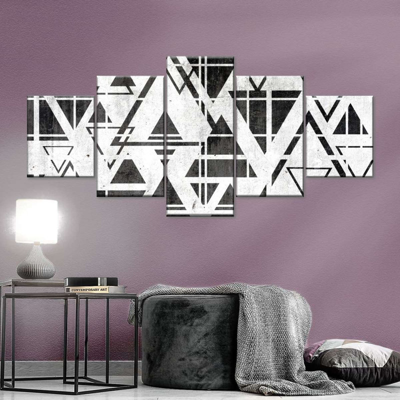 Geometric Abstract Triangles Multi Piece Canvas Print, 36" H x 80" W x 1.25" D