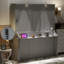 Grand lit escamotable gris avec bureau, lumières DEL et station de charge USB - Modern Space Solution-1944290736