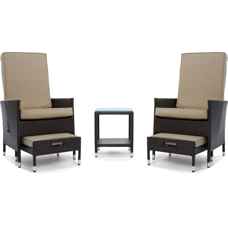 Serta Laguna Outdoor Patio Furniture Collection 5 Piece Reclining Set, Brown Wicker