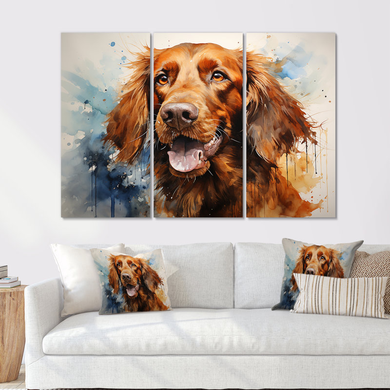 «Dog Irish Setter Impressions IV», ensemble de reproductions d'art mural, H 32 po x l 48 po