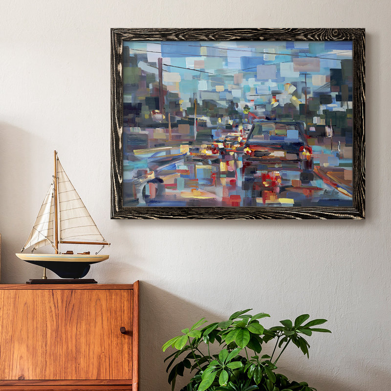 Rouge trafic encadré sur toile, H 18 po x l 26 po x P 1,5 po, Noir