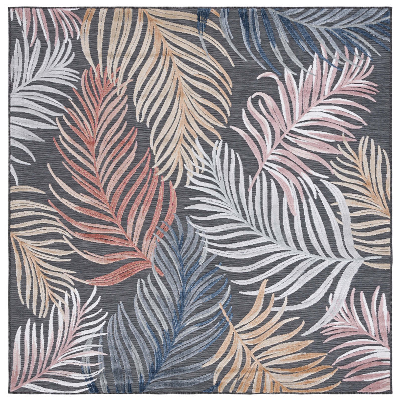 Tapis intérieur / extérieur noir / rouille Swampscott, Carré 6 pi 5 po