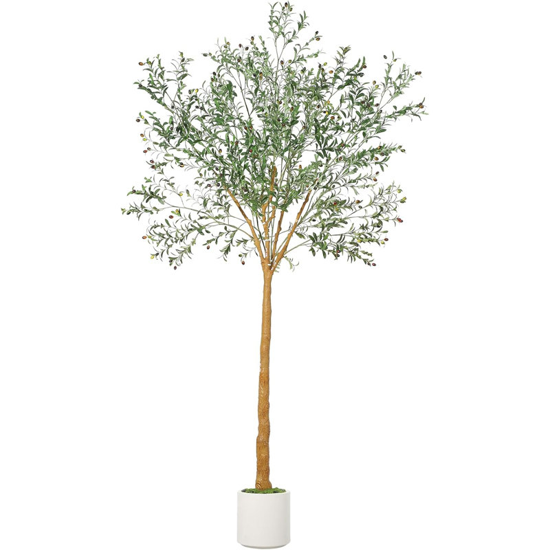 Arbre artificiel 10 pi - Arbre en soie artificiel réaliste avec tronc de bois et fruits, plante artificielle d'intérieur et d'extérieur 10 pi