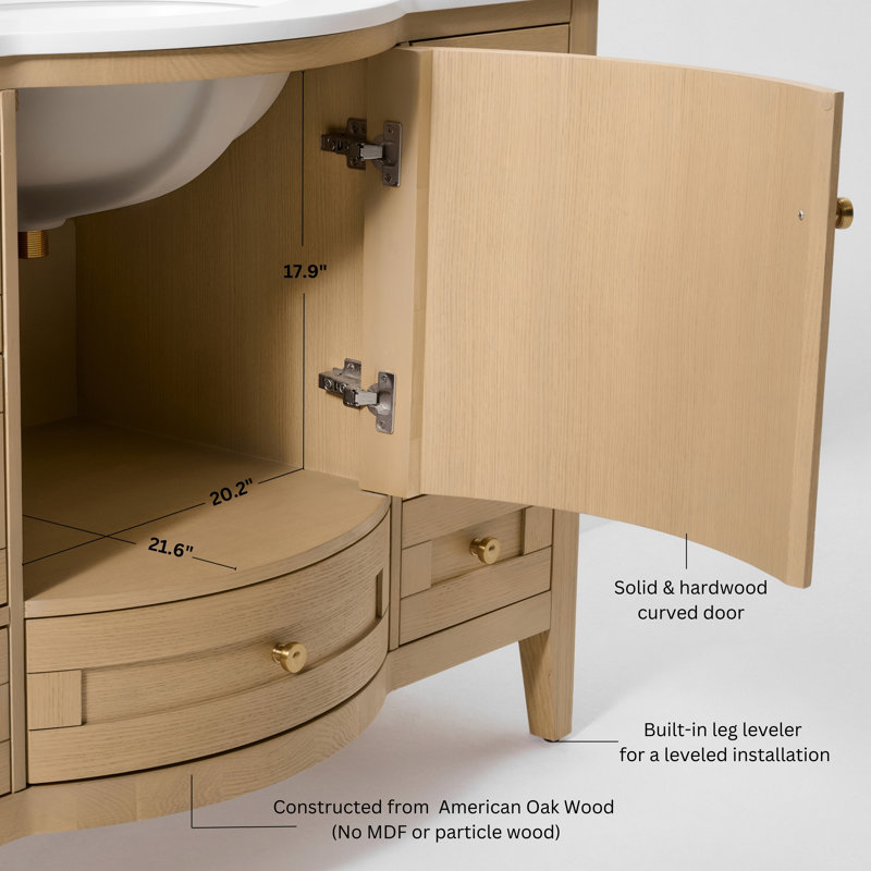 Lauren 48'' W Single Vanity, Gold, Oak