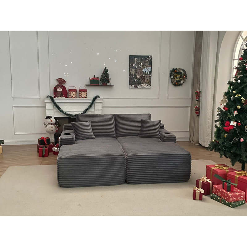 69" Cloud Sectional Couch, L-Shape Chaise With R-Shape Chaise With Deep Seat And Comfortable 2 Seater Couch For Modern Living Room,(Plush Fabric)