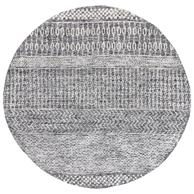 Glamour Hand Tufted Viscose/Wool Southwestern Rug in Charcoal/Ivory, Round 6'