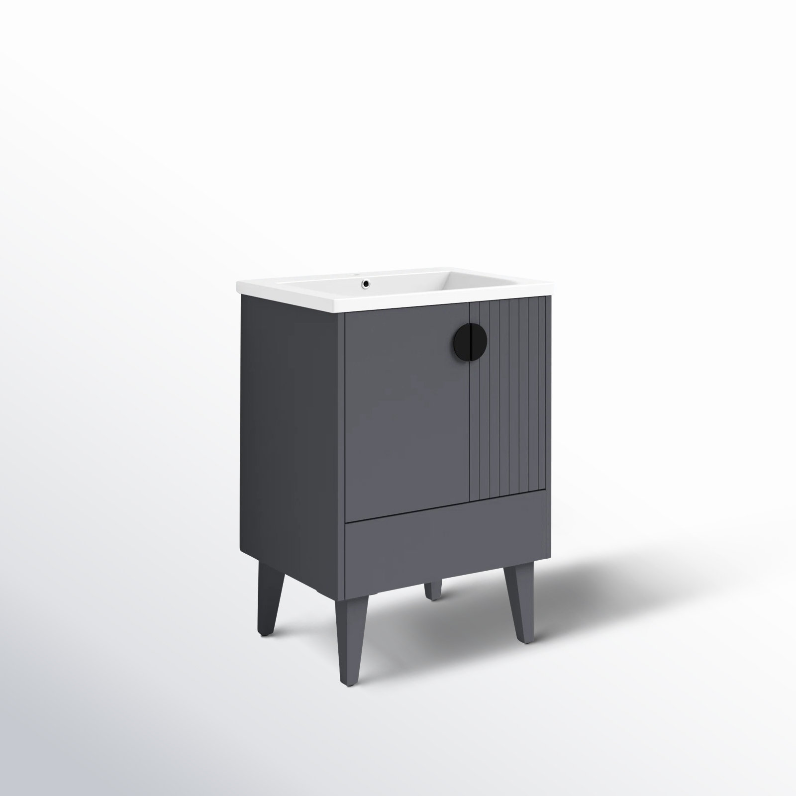 Saimah 24'' Single Bathroom Vanity, Black, Rock Gray